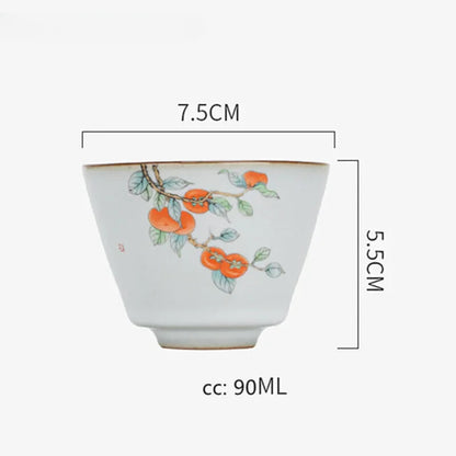 Ru Kiln Teacup Persimmon Ceramic Tea Cup Personal Single Cup Boutique Tea Set