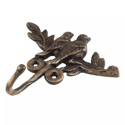 Antique Look Brass 2 Birds on a Tree Single Wall Hook Coat Clothes Hat Hanger