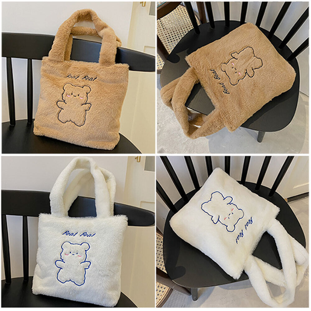 Large Capacity Handbag Fluffy Underarm Bag Plush Women Bag Soft Tote Bag DIY