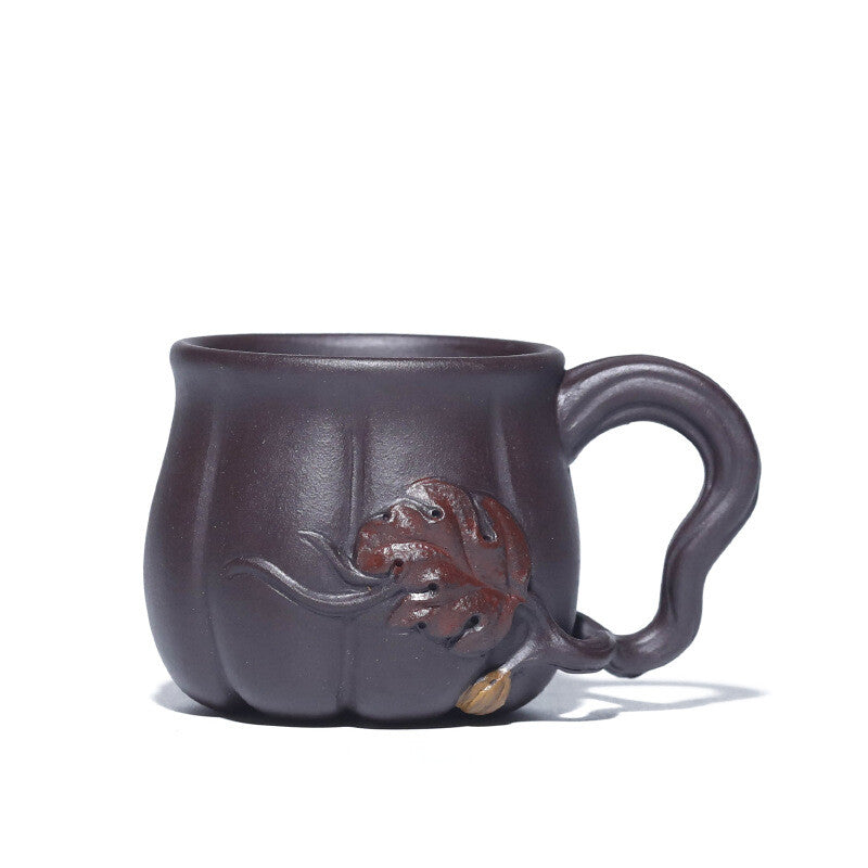 Creative Real Yixing Zisha Tea Cup With Handle 120ml Handmade Mug Pumpkin Design