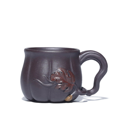 Creative Real Yixing Zisha Tea Cup With Handle 120ml Handmade Mug Pumpkin Design