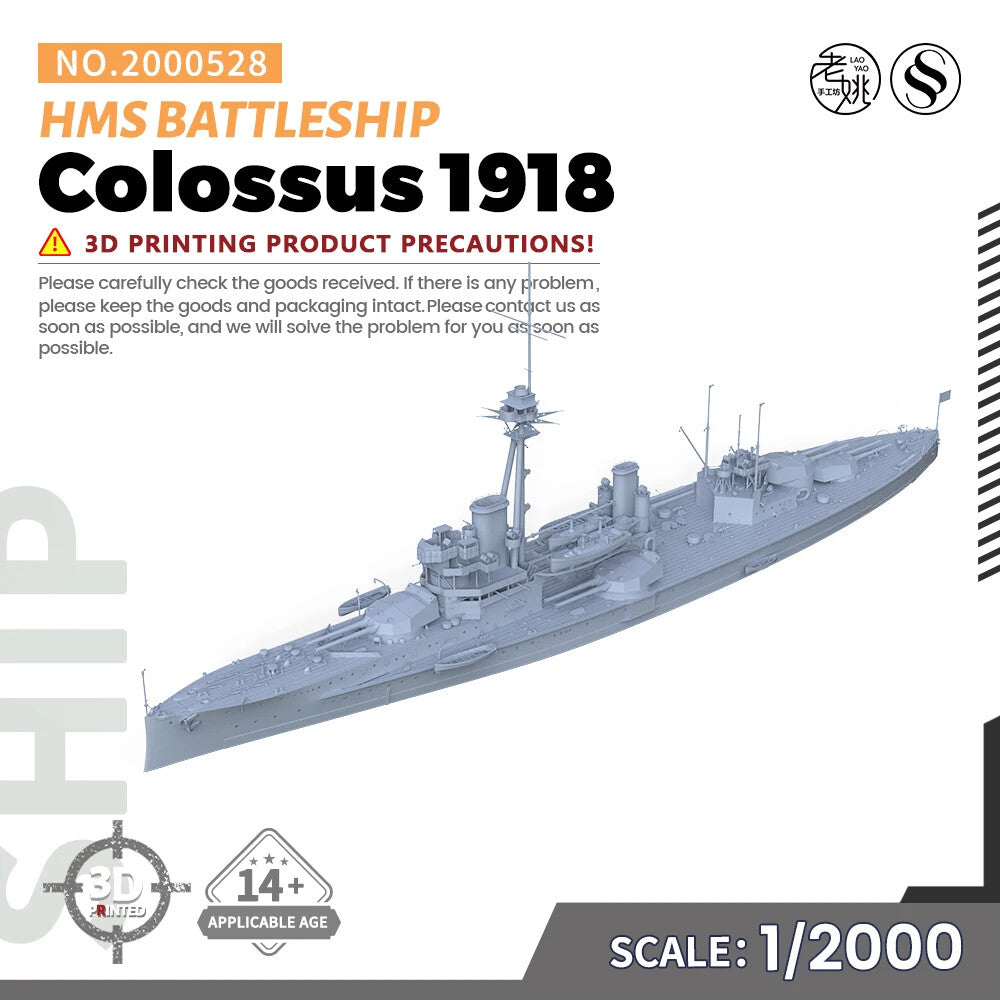 SSMODEL SS2000528 1/2000 Military Model Kit HMS ColossusBattleship 1918