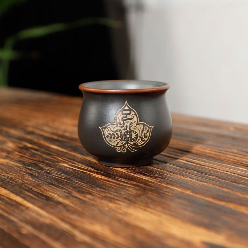 70ml Chinese Purple Pottery Handcarved Twelve Zodiac Master Cup Kungfu Teaware