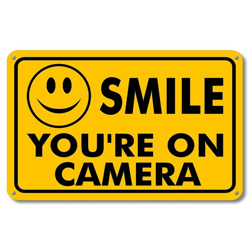 NEW SMILE YOU'RE ON CAMERA SECURITY WATERPROOF BUSINESS YELLOW SIGN VIDEO CCTV