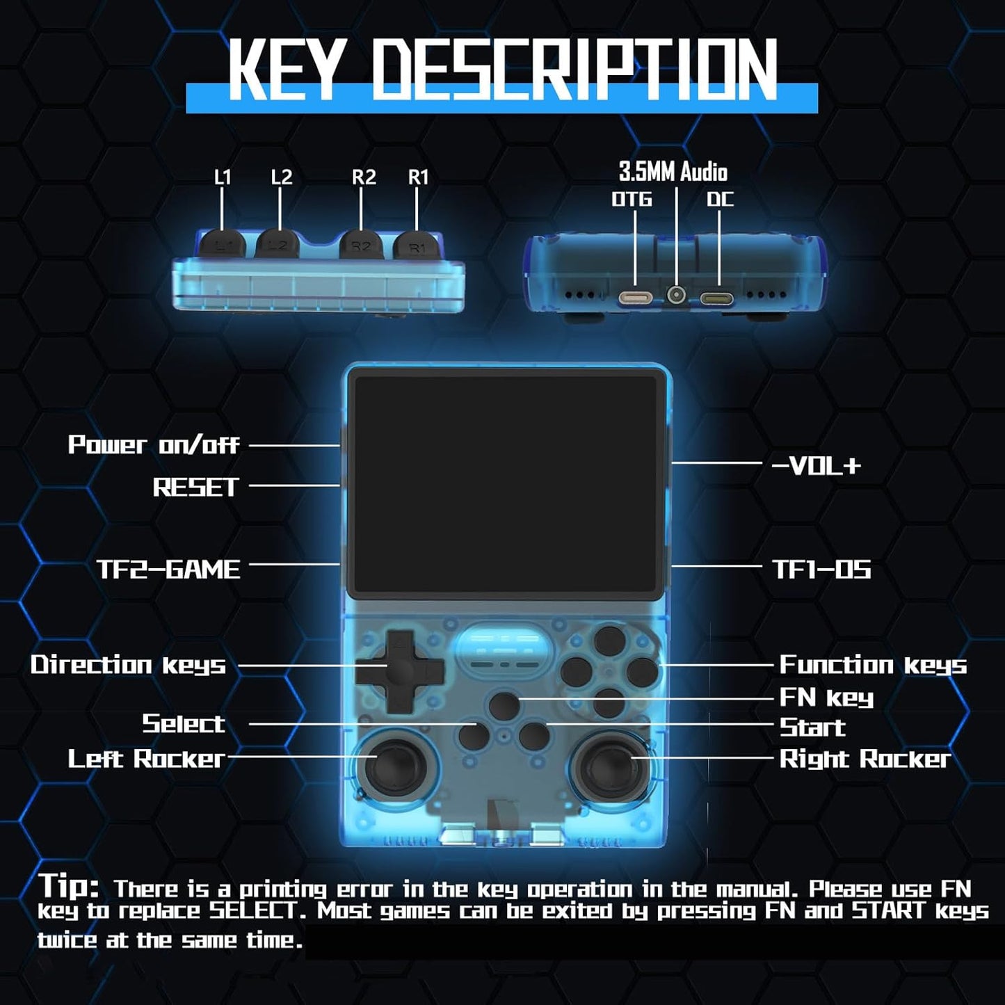 R40S PRO Handheld Game Console 3.5 Inch IPS Screen Mini Retro Console 30000Games