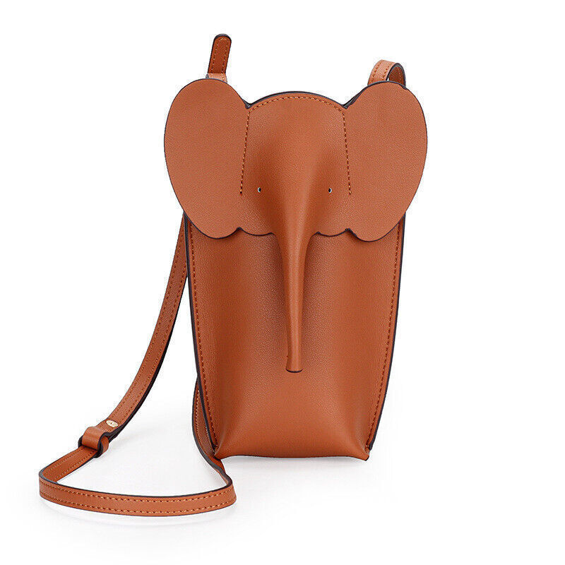 Women Fashion Genuine Leather Crossbody Shoulder Bag Elephant Pocket Phone Pouch