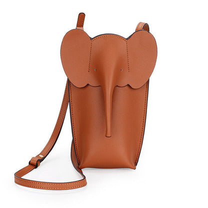 Women Fashion Genuine Leather Crossbody Shoulder Bag Elephant Pocket Phone Pouch