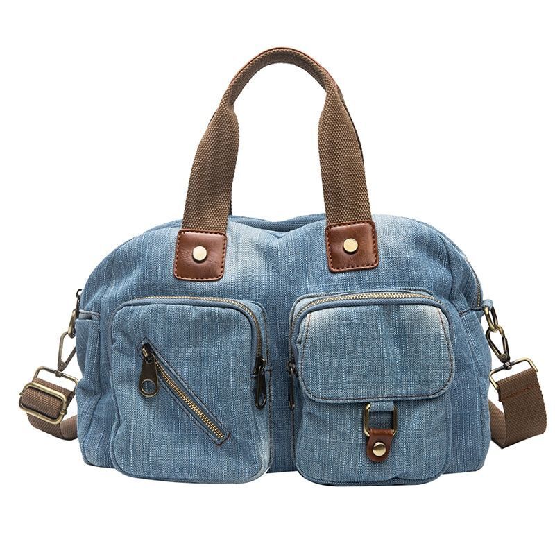 Casual Tote Bag Light/ Dark Blue Denim Handbag Jeans Shoulder Purse 27*15*22 CM