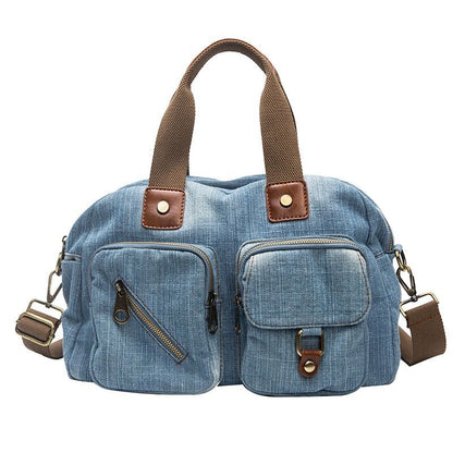 Casual Tote Bag Light/ Dark Blue Denim Handbag Jeans Shoulder Purse 27*15*22 CM
