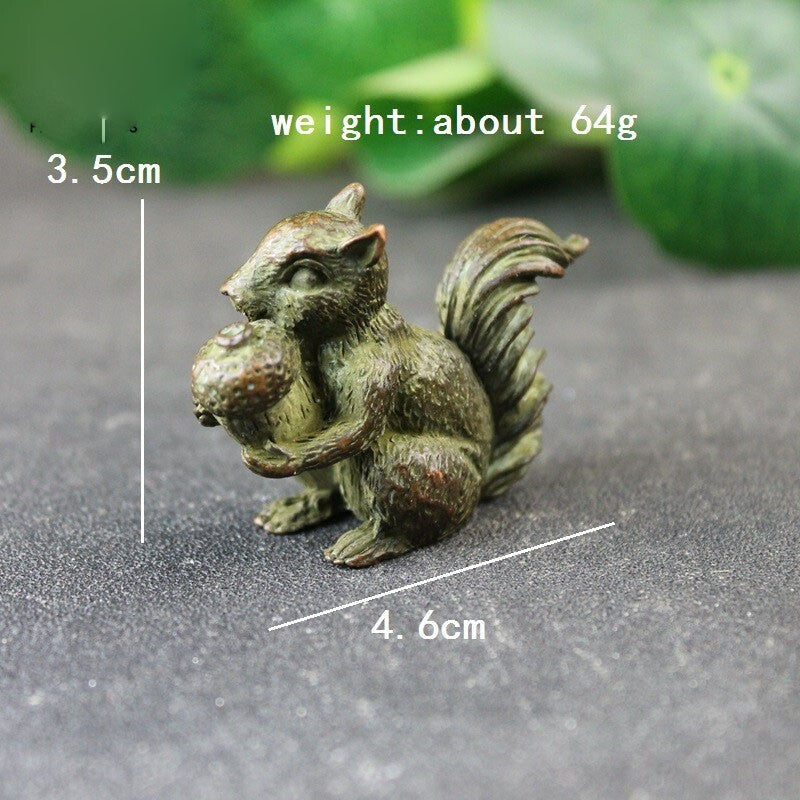 Copper Squirrel Small Figurine Animal Tea Pet Miniature Craft Gift Decoration
