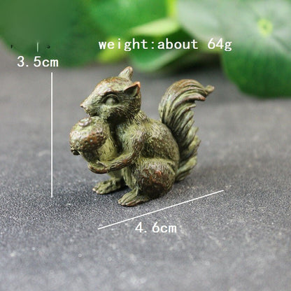 Copper Squirrel Small Figurine Animal Tea Pet Miniature Craft Gift Decoration