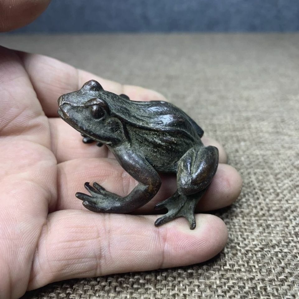 Collect Copper Solid Frog Desktop Tea Pet Ornament