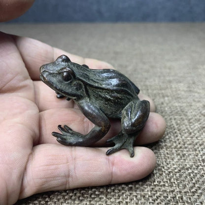 Collect Copper Solid Frog Desktop Tea Pet Ornament