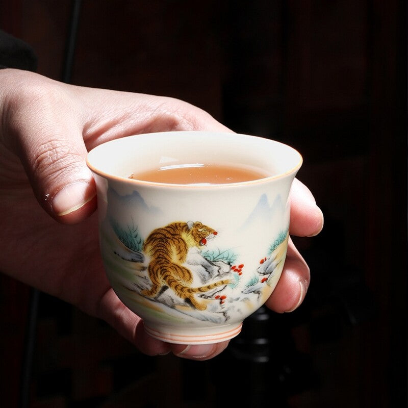 One Cup Chinese Symbolic Animals Porcelain Animal Print 125ml Master Tea Cup New