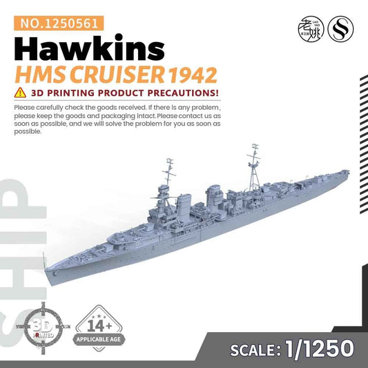 SSMODEL SSC1250561 1/1250 Military Model Royal Navy HMS Hawkins Cruiser