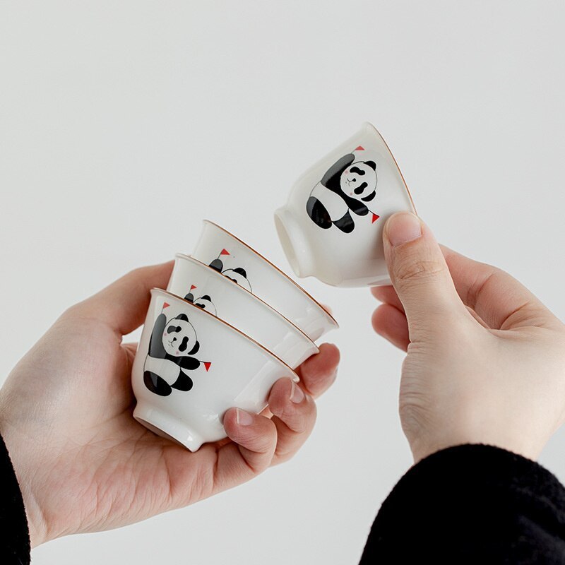 2pc/Set 50ml Chinese Panda Art Tea Cup White Porcelain Cute Ceramic Teacups