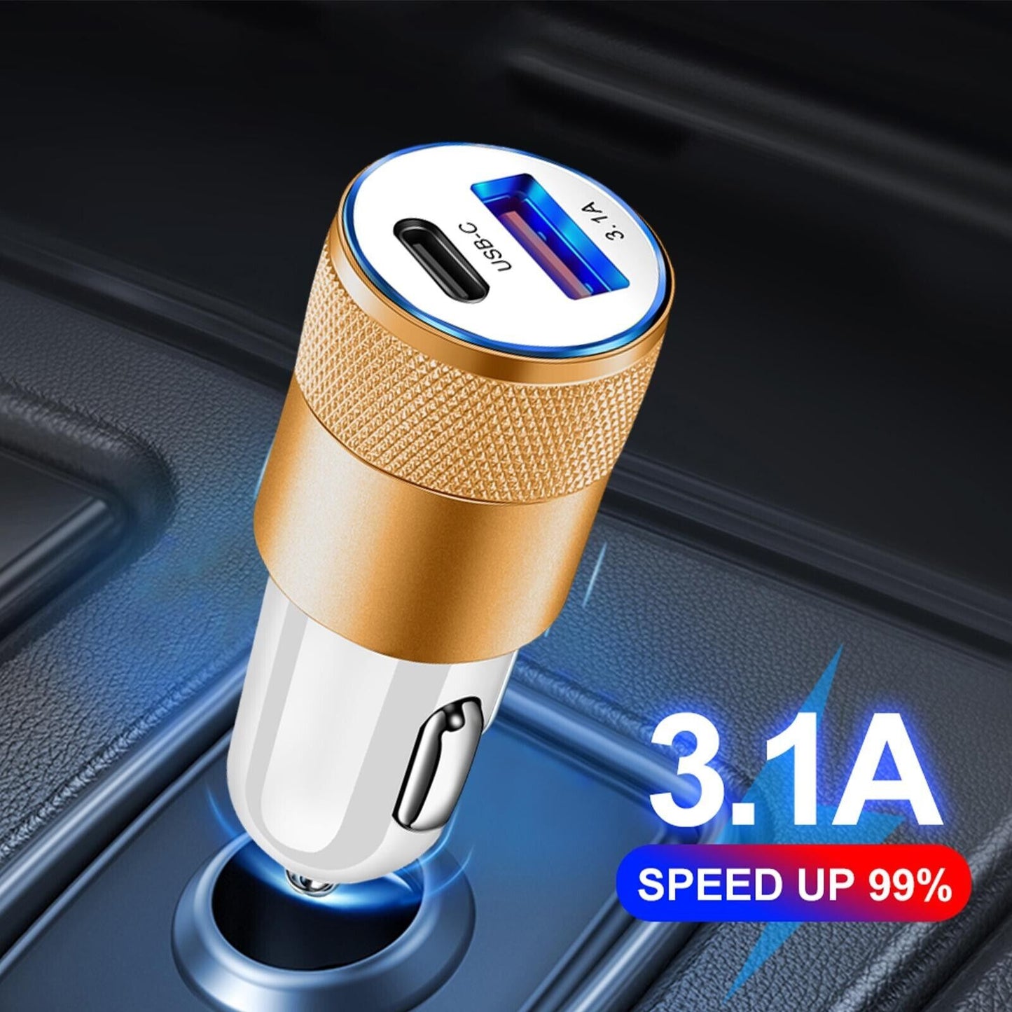 3.1A USB Type C PD Car Charger Fast Charging Car Cell Phone Adapter Accessories