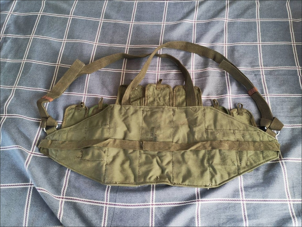 1956 Vintage Canvas Tactical Vest Chest Hanging Pouch Military Collectible