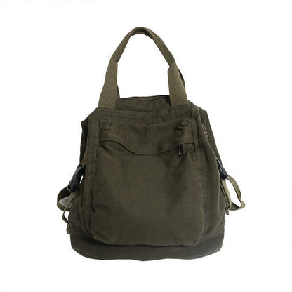 Unisex Students' Retro Backpack Shoulder Bag Schoolbag Solid Color