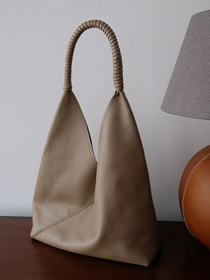 Genuine Cohide Leather Raw Edge Slouchy Tote Handbag Shoulder Bag Purse Fashion