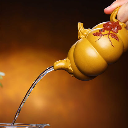 Pumpkin Shape Master Tea Pot Marked Handmade Pot Classical 14 Infuser Holes New