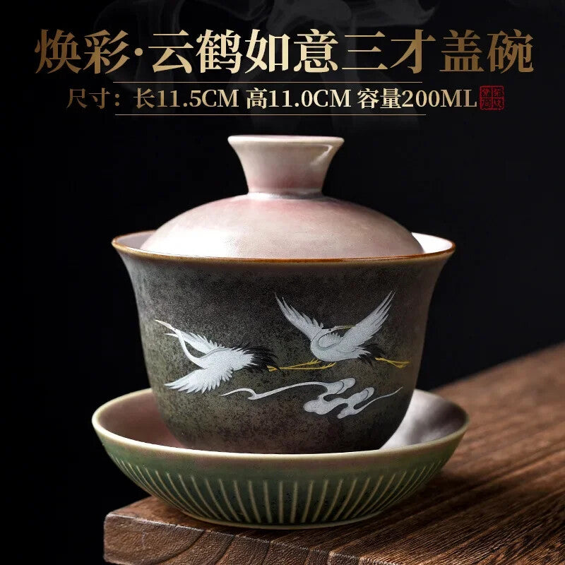 Retro Huancai Creative Ceramic Household Tea Bowl Tea Set Tea Bowl Tea Set