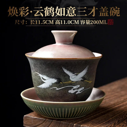 Retro Huancai Creative Ceramic Household Tea Bowl Tea Set Tea Bowl Tea Set