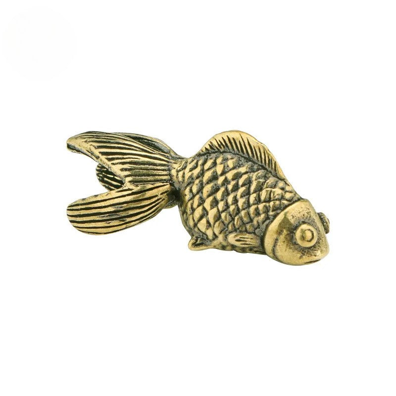 Solid Brass Fish Figurines Miniatures Antique Feng Shui Desktop Ornament Craft