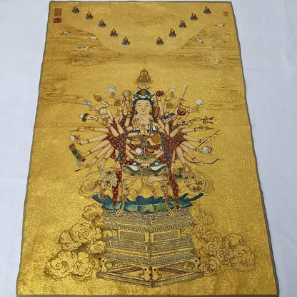 36 "Asian Buddhist Thousand Handed Guanyin Tangka Silk Painting