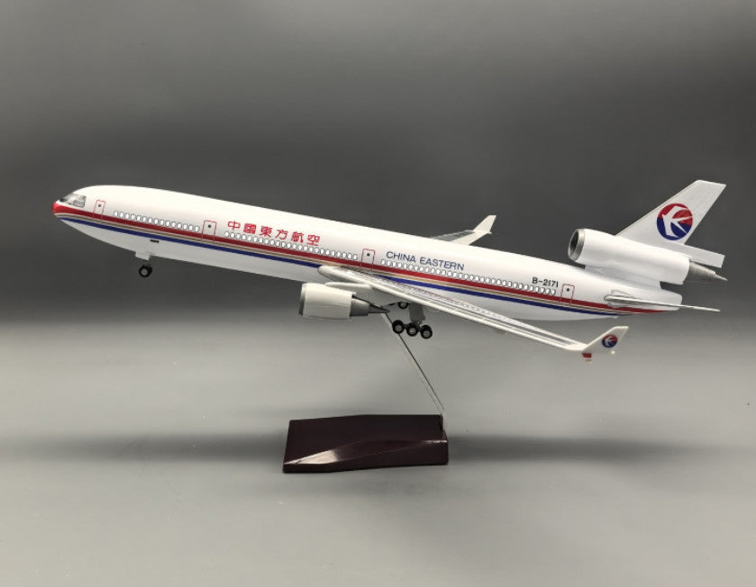 47CM 1:130 CHINA EASTERN MD-11 Airplane Led Sound Light Resin Aircraft Model