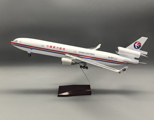 47CM 1:130 CHINA EASTERN MD-11 Airplane Led Sound Light Resin Aircraft Model