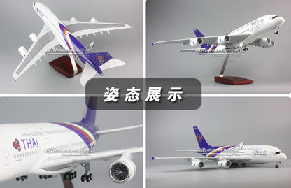 1:160 46CM THAI AIRBUS A380 Passenger Airplane Landing Gear Resin Aircraft Model