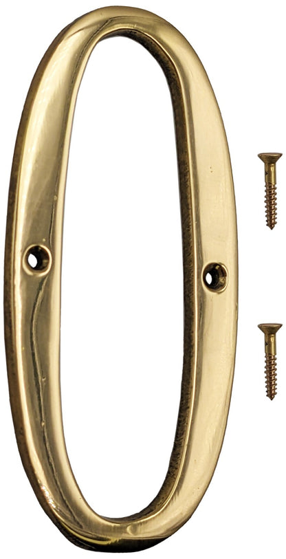 6-inch Shiny Gold House Number w/ Screws, Polished Brass, Mailbox / Home Numbers