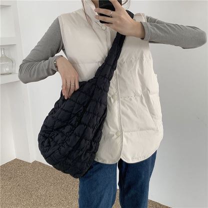 Shoulder Bag Soft Jacket Fabric Fashion Messenger Bags Elegant Black White Purse