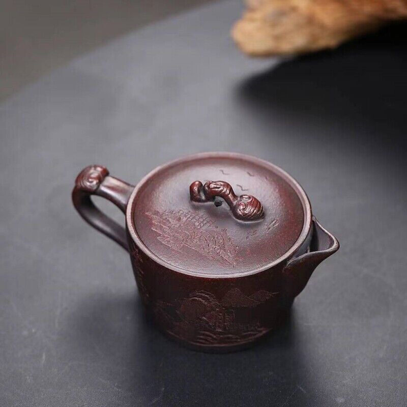 China Tea Pot Hand Carved Real Yixing Zisha Clay Pot 240ml Kungfu Pot On Sales
