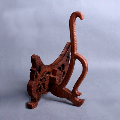 Wenge Wood Wooden Plate Easel Display Holder Stand Round Disk Award Rack