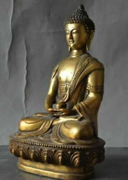 Tibet Bronze Amitabha Buddhism Buddha Statue Best Blessed Monks Blessing