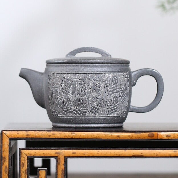 Hanwa Pot Marked Real Yixing Zisha Qinghui Clay Tea Pot Hand Carved Blessing New