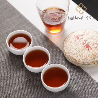 100g Ripe Pu'er Mini Tea Cake 2009 Raw Material Golden Bud Court Grade Pu'er Tea