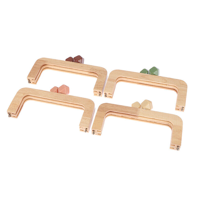 20cm Solid Wood Material Wooden Purse Frame Screws Inside Wood Bag Handle FraWO