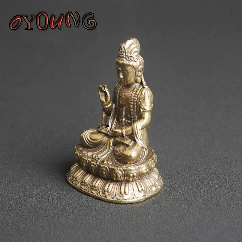 Copper Mahasthamaprapta Buddha Statue Home Buddhism Figurines Miniatures Bodhis