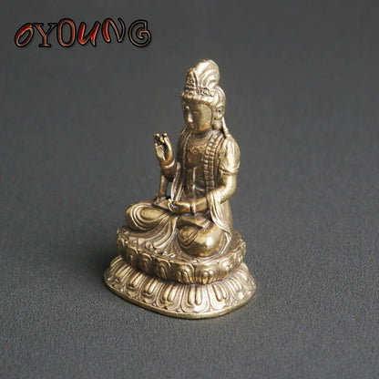 Copper Mahasthamaprapta Buddha Statue Home Buddhism Figurines Miniatures Bodhis