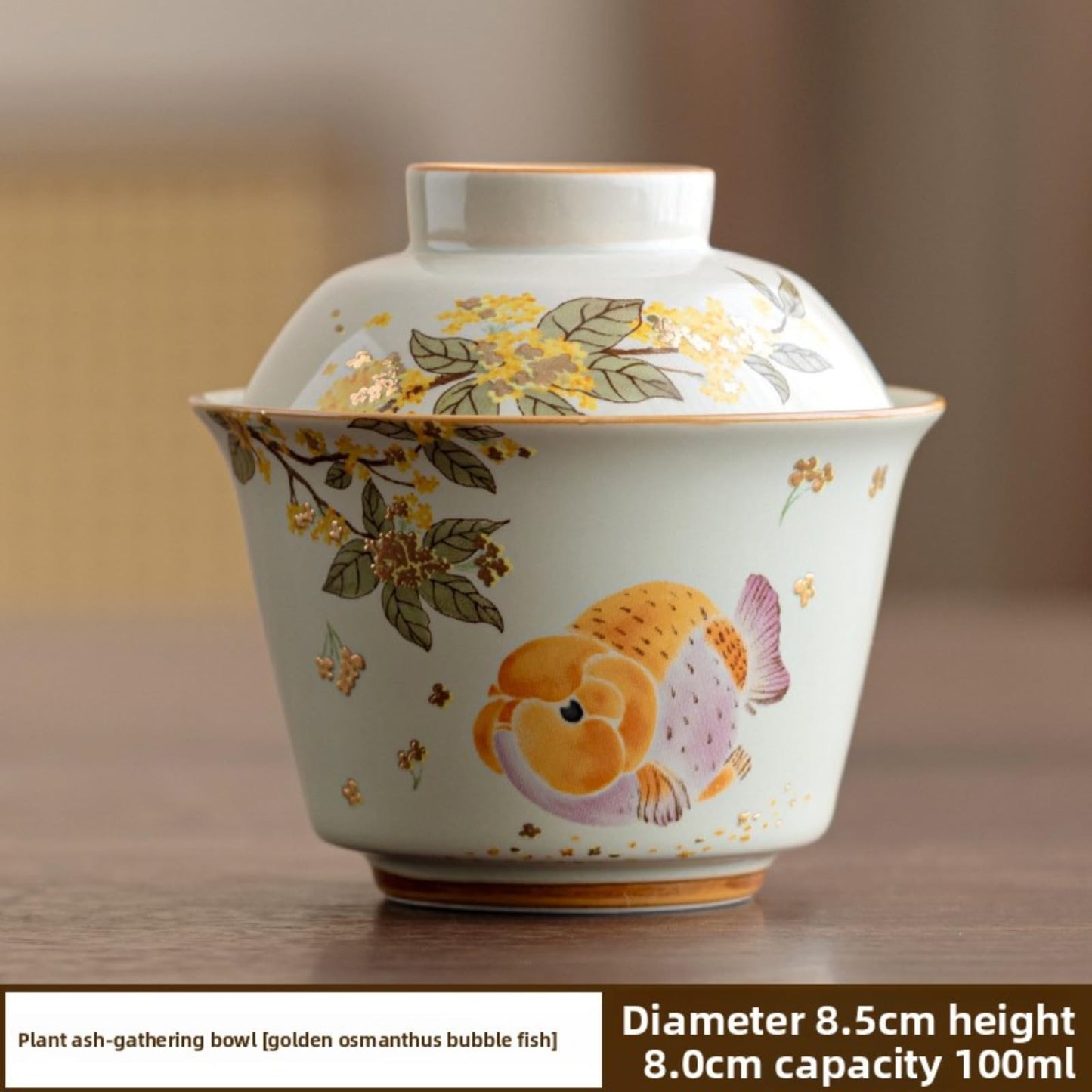 Ceramics Gaiwan Teacup Tea Set 100ml 3.4oz Goldfish Tea Bowl Kungfu Tea Set
