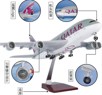 46CM 1:160 QATAR AIRBUS A380 Passenger Plane Landing Gear Resin Aircraft Model