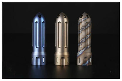 Titanium Alloy Rocket Shape Pill Case Holder Container Keychain Necklace Pendant