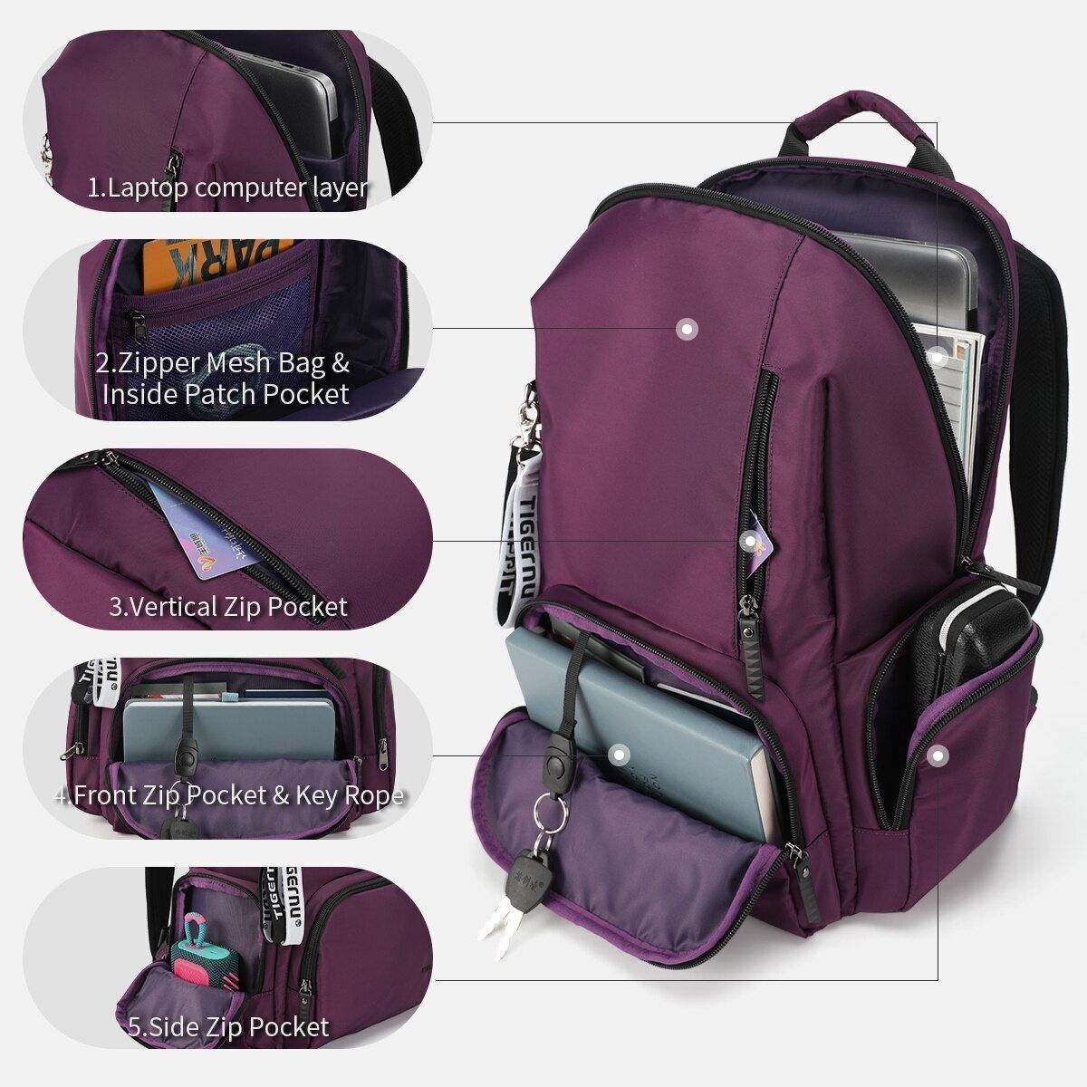 Backpack Outdoor Traveling Multi Pocket Laptop Bag Leisure School Bag 14" Laptop
