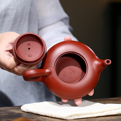 175cc Purple Clay Pot Flat Feihong Pot Yixing Hand-made Raw Ore Dahongpao Teapot