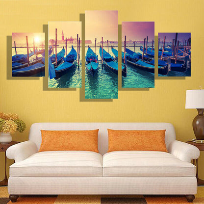 5 Pieces Canvas Wall Art Poster and Print Living Room Venice Ship No Framed