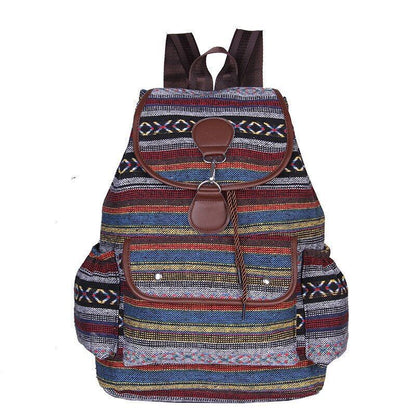 Striped Canvas Double Shoulders Large Backpacks Retro Bag 40*30*150 CM Polyester