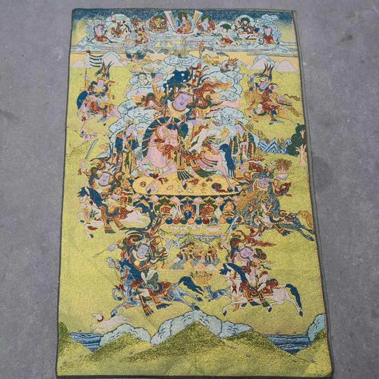 Buddhism Embroidery brocade Nepal King Gesar statue Tibetan hero Buddha Thangka